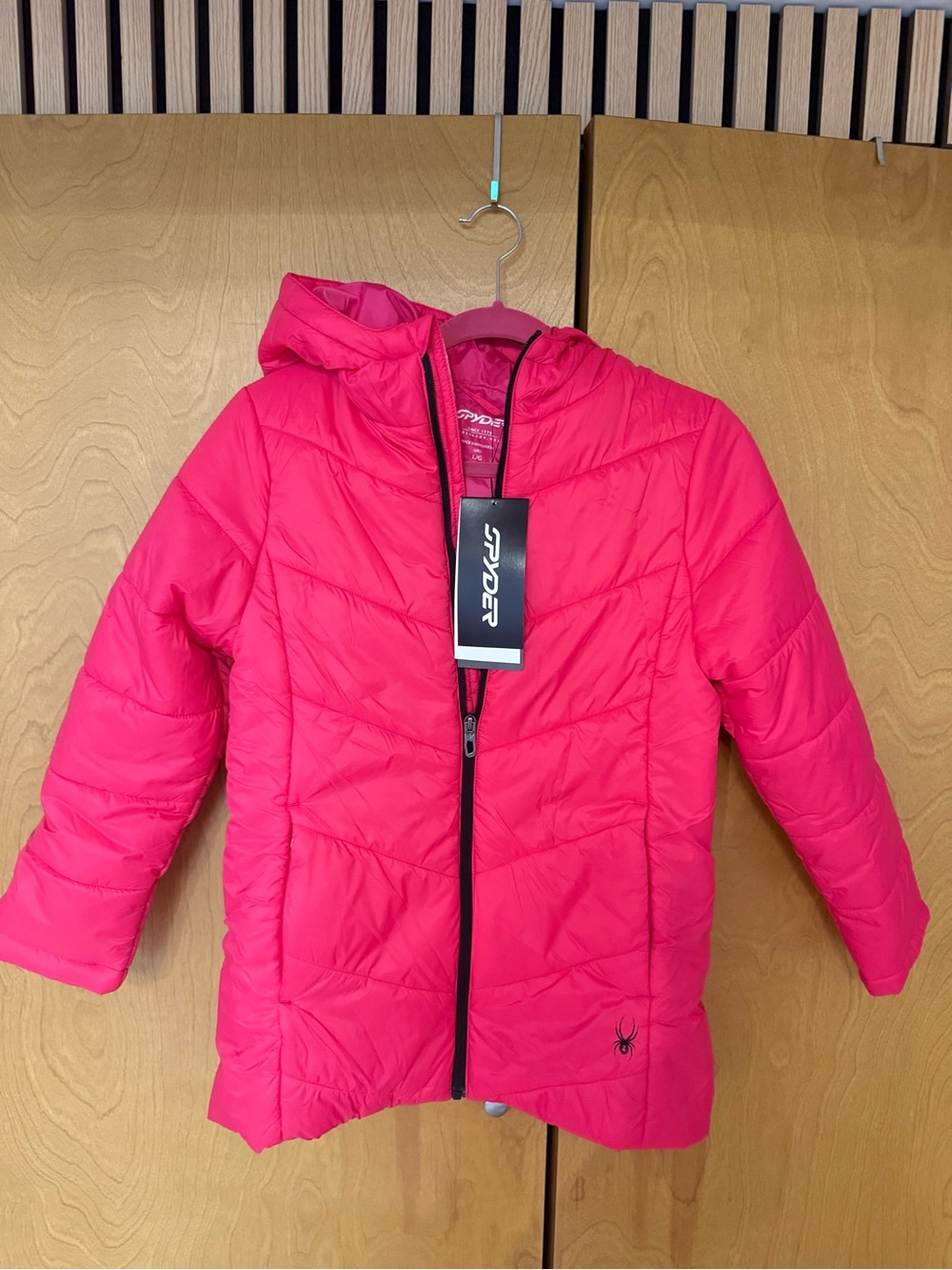 Spyder Kids' Pink Quilted Hooded Jacket size L